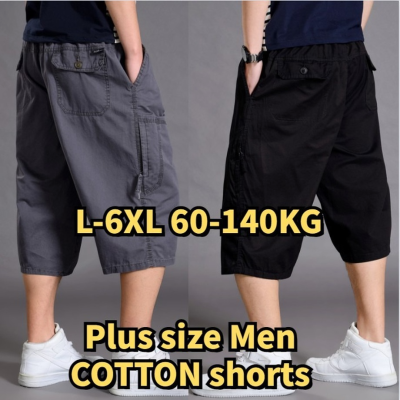 L-6XL 140KG Size Summer 95 Cotton Cargo Cropped Pants Cargo Shorts Plus Fat Casual Cropped Pants