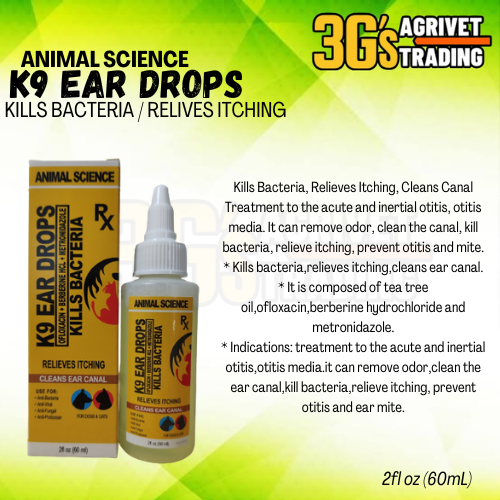 [3G AGRIVET] ANIMAL SCIENCE K9 EAR DROPS/ 60ML/ KILLS BACTERIA /CLEANS