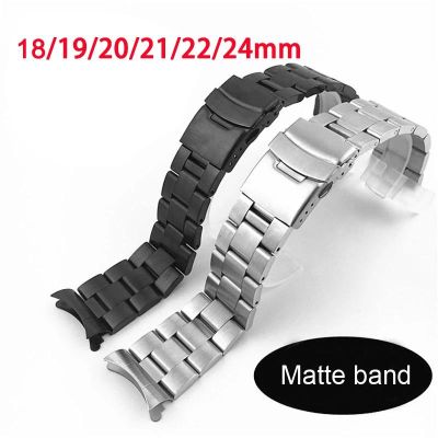 卐 18 มม. 19 มม. 20 มม. 21 มม. 22 มม. 24 มม. สายรัด Universal ปลายโค้งสแตนเลสสตีลสำหรับนาฬิกา Seiko เปลี่ยน Matte Band