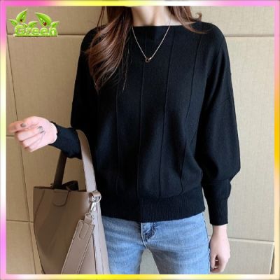 Green 40-70KG 16Color Ready Stock Bat Sleeve Sweater Womens Loose Sweater Knitted Top