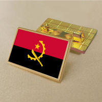 Flag of the Republic of Angola pin 2.5*1.5cm zinc die-cast PVC colour coated gold rectangular medallion badge without added resin