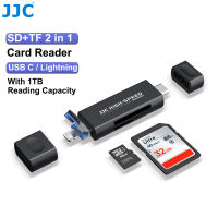 JJC 2 ใน 1 ยูเอสบี เครื่องอ่านการ์ดหน่วยความจำ SD ฟ้าผ่า ประเภท C USB 3.0 ถึง SD TF ไมโครเอสดี อแดปเตอร์ สำหรับแล็ปท็อป iPad โทรศัพท์ iPhone Samsung Xiaomi OPPO