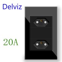 คุณภาพสูง Delviz บราซิลเต้าเสียบสายไฟ10A มาตรฐาน/20A 2พินหลุม AC 110V ~ 250V 120มม. * 72แผง Mm แก้วคริสตัล BR Th108ไฟฟ้าเสียบปลั๊กไฟ DY Lcz39