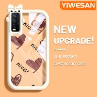 YIWESAN เคสสำหรับ VIVO Y20 Y20i Y12s Y20s Y20 Y11s Y20T Y12A ขนาด Y20S เมตร Y20S เคสน่ารักลายการ์ตูนช็อคโกแลตรูปหัวใจสวยงามปลอกเคสโทรศัพท์นิ่มโปร่งใสกันกระแทกใสสำหรับถ่ายรูปอย่างเรียบง่าย