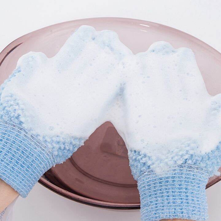 cw-5-pcs-exfoliating-gloves-shower-resistance-massage-mitt-sponge-foam-moisturizing-peeling