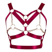 【YF】✗✖✠  Wine Harness Top Punk Gothic Chain Gold Belts Strappy Chest Bondage Size Hollow Out