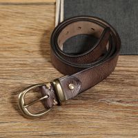 3.3cm Width Womens Genuine Leather Vintage Belt Luxury Copper Buckle Belt High Quality Cowskin Female Strap Jeans Belt Belts