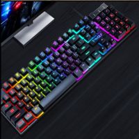 ✉ T-WOLF T20 USB Wired Multi-color Keycaps RGB 104 Keys PC Gaming Keyboard For PC