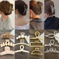 56Styles Korean Metal Gold Silver Women Hair Claw Clip Pearls Hairpins Hair Accessories Geometric Crab Hair Clip Woman Barrette