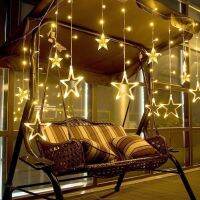 Solar lights stars moon fairy tale curtain string lights christmas wreath bar family wedding party garden courtyard window decor