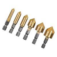 【✴COD✴】 ueexwiv 6ชิ้น Hex 6 8 9 12 16 19มม. หัวเจาะไฟฟ้า Countersink ทนทานชุดหัวเจาะ