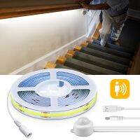 PIR Motion Sensor USB COB LED Strip Light 5V FOB LED Light Tape Bedroom Kitchen Cabinet Wardrobe Backlight Stair Decor Lighting LED Strip Lighting