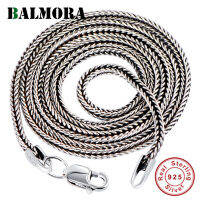 BALMORA จริง925เงินสเตอร์ลิง Foxtail โซ่ Chokers สร้อยคอยาวสำหรับผู้หญิงผู้ชายเก๋โซ่เครื่องประดับอุปกรณ์เสริม16-32นิ้ว