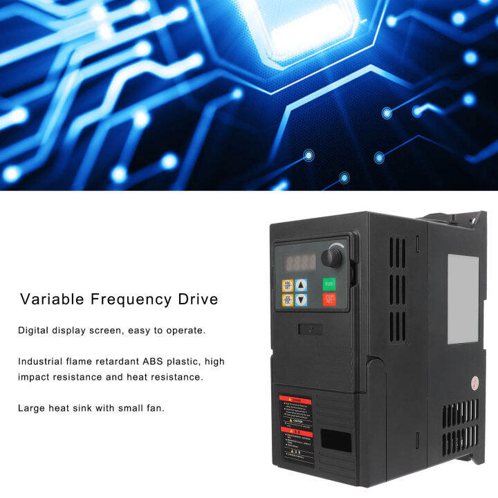 ไดรฟ์ความถี่ตัวแปร Vfd 1 5kw 3 เฟส Ac 200v‑240v อินพุต Ac 0‑240v เอาต์พุตสำหรับมอเตอร์ Lazada