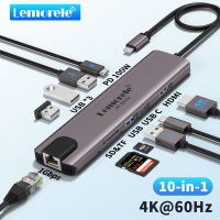 Lemorele USB C ฮับ HDMI4K 60Hz - USB C แท่นวางมือถือตัวเรือนอลูมิเนียม10-In-1 100W PD 4 USB-A USB-C พอร์ตข้อมูล Sd/tf สำหรับ MacBook iPad สวิตช์หน้าต่างรถยนต์ Chromecast Steam Deck