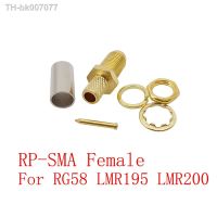 ♤✌  1Pcs RP SMA Female Crimp Solder Connector Gold Plated Nut Bulkhead RF Coaxial Coax Adapter For RG58 LMR195 LMR200 Cable