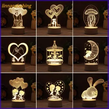 Valentine's Day Gifts Luminous Acrylic Light 3D LED Night Light Table Lamp