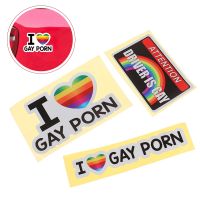 【CC】 1Pc Car Stickers  I LOVE GAY PORN Reflective Personality Gay