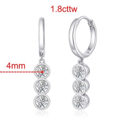 Smyoue 0.6-1.8cttw Full Moissanite Drop Earrings for Women Classic Luxury Wedding S925 Sterling Silver Girlfriend Bitthday Gift