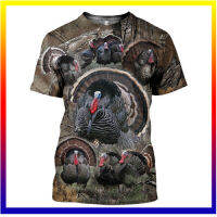 ล่าสัตว์นก Turkey 3D พิมพ์ฤดูร้อนผู้ชาย O คอเสื้อยืดลำลองแขนสั้นบวกขนาดเสื้อยืดแฟชั่นเสื้อผ้าผู้ชาย XS-5XL