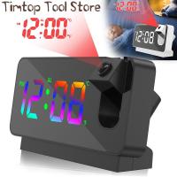 Timtop นาฬิกาดิจิตอลนาฬิกาปลุกเครื่องฉายพร้อมเทอร์โมมิเตอร์และไฮโกรมิเตอร์โปรเจคเตอร์หมุนได้180 ° จอ LED USB นาฬิกาแบบชาร์จไฟได้นาฬิกาปลุกเครื่องฉาย