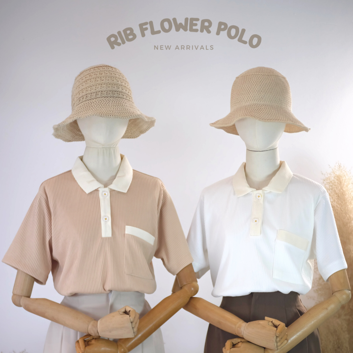 rib-flower-polo-เสื้อโปโลปกทูโทน-กระดุมดอกไม้