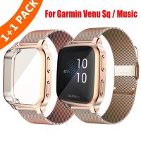 ZZOOI Metal strap Case Protector For Garmin Venu Sq 2 Music Smart Watch Accessories For Garmin Venu Sq music Bracelet Protection Cover