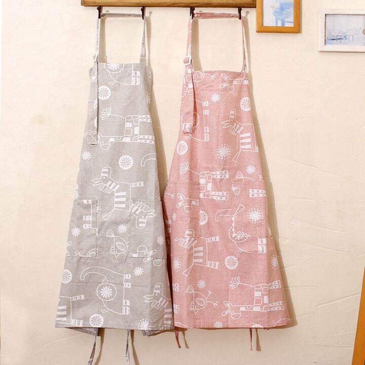 taz1345-เอี๊ยม-ผ้าฝ้ายลินินเนื้อนุ่ม-เครื่องมือทำความสะอาดในครัวเรือน-อุปกรณ์เบเกอรี่-มีกระเป๋า-สำหรับผู้หญิง-ผ้ากันเปื้อนทำอาหาร-อุปกรณ์ครัว-ผ้ากันเปื้อนเชฟ