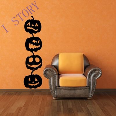 4 packlot Pumpkin Vinyl Wall Art Decal Stickers ,DIY Halloween Decor Pumpkin Decals Halloween Decals ,Free shipping H001