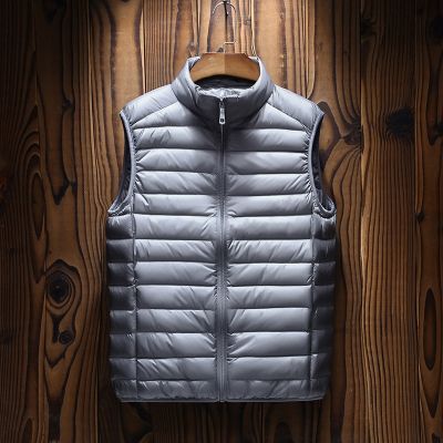 ZZOOI Ultralight Mens Down Vest Winter Warm White Duck Down Puffy Padded Waistcoat Basic Windproof Jacket Outwear Male Clothes
