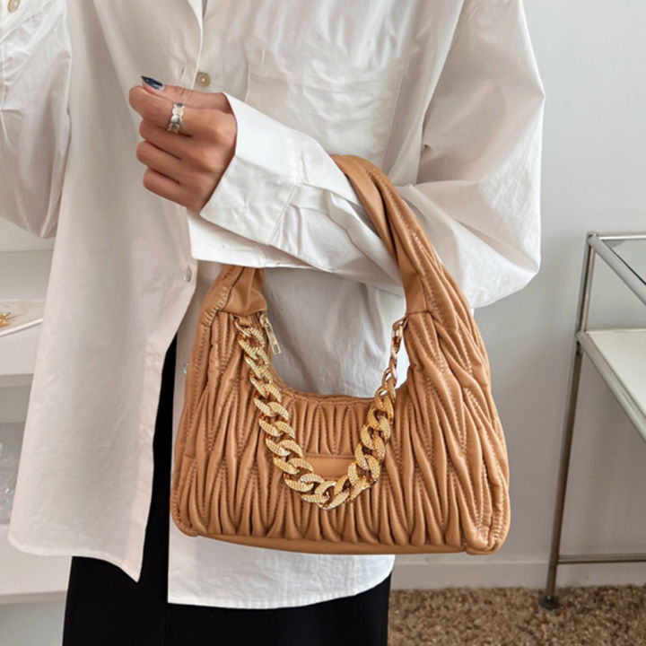 กระเป๋าถือกระเป๋าแบบหนีบแขนสายโซ่ปักลายสำหรับผู้หญิงกระเป๋าช้อปปิ้งหนัง-pu-แบบเรียบง่ายเรียบง่ายเรียบง่ายเรียบง่าย