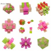 MARQUE Lu Ban Lock Colorful Kong Ming Lock Wooden Cube Puzzle Wooden Lu