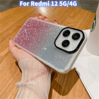 เคสสำหรับ Redmi 12 C12C Redmi12 4G 5G ซิลิโคนฟอยล์เคสนิ่มใส่โทรศัพท์ฝาหลังกากเพชรส่องแสงเป็นประกายวิบวับใสกันกระแทกแบบใส