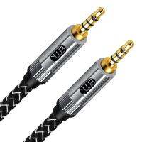 EMK 3.5mm 4-pole TRRS Microphone Extension Cable 3.5mm AUX Extender Audio Cable Nylon Braided for Headset Car Laptop PS4 Phone