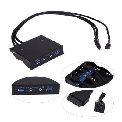 3.5in 20Pin to USB 3.0 4 Ports HUB with HD Audio PC Floppy Expansion Front Panel Computer Splitter Converter Adapter Connector USB Hubs