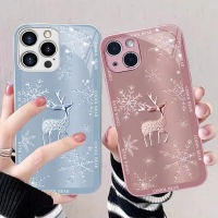 ของขวัญคริสต์มาสคริสมาสต์กวางโทรศัพท์กระจกเคสสำหรับ Apple iPhone 14 13 12 11 X XR XS 8 7 Mini Pro Max Plus Plus เคสฝาหลังทันสมัยมีสไตล์จาก GGQcase