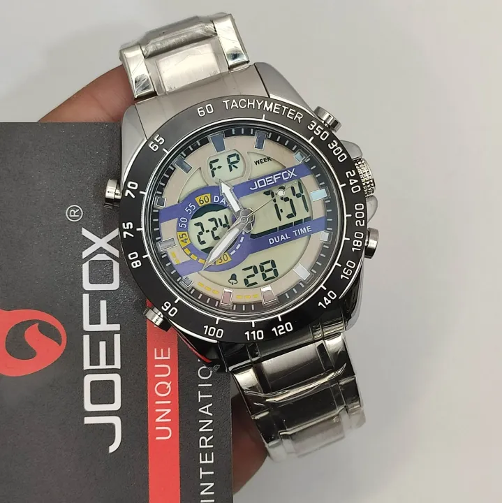 JoeFox Original Men's Action Watch DualTime Full Metal NonTarnish