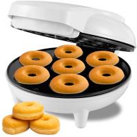 เครื่องทำโดนัทขนาดเล็ก Alat Pembuat Donat 1200W แบบไม่ติด Alat Pembuat Donat ไฟฟ้า7รูกลมเครื่องทำโดนัทเครื่องทำโดนัทแบบมินิมอล