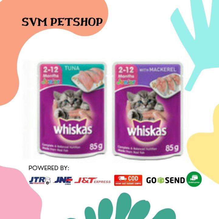 Whiskas junior 85 gram whiskas basah makanan kucing kitten basah