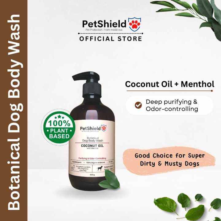 PetShield Botanical Organic Dog Shampoo 500ml Coconut + Menthol (Deep