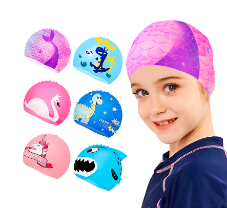 Children Cute Cartoon Fabric Swimming Cap Swiming Pool Caps | Lazada PH