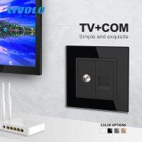 ✷✈ Livolo 7colors Crystal Glass Panel 2 Gangs Wall Computer and TV SocketC791VC-11/12/13/15 Without Plug adapterno logo