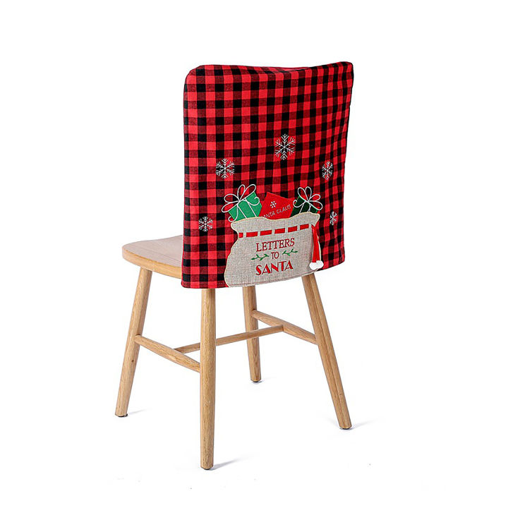 easybuy88-ที่คลุมเก้าอี้คริสต์มาสทรงซองจดหมายลายตารางลายตารางแฟชั่นสีแดงสำหรับตกแต่งบ้านผลิตภัณฑ์สิ่งทอ