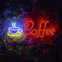 Neon Coffee Sign USB Powered Neon Sign Coffee Shop Wall-Mounted Coffee Neon Sign Super Bright for Cafe Bar Restaurant