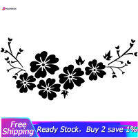 BLACK Decal ดอกไม้สติกเกอร์กันน้ำแบบถอดได้ Deco รถเคสโทรศํพท์ลายทาง