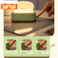 BEAU ไฟ USB สำหรับกลางคืนขนมปังปิ้งสร้างสรรค์แบบชาร์จไฟได้โคมไฟเหล็ก LED น่ารัก