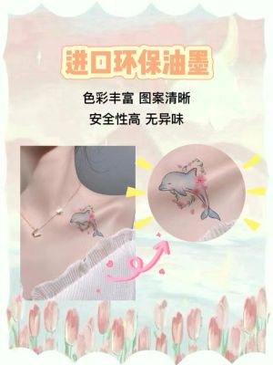Small fresh tattoo stickers waterproof female long-lasting net red style dolphin girl heart cute small flower collarbone ins style