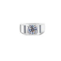 [COD]s925 แหวนชุบเงินทองคำขาวแหวนเพชร Mosang สองแถวผู้ชายแหวนเพชรจำลอง2กะรัตแหวนคู่แฟชั่นแต่งงาน Christmas Gift