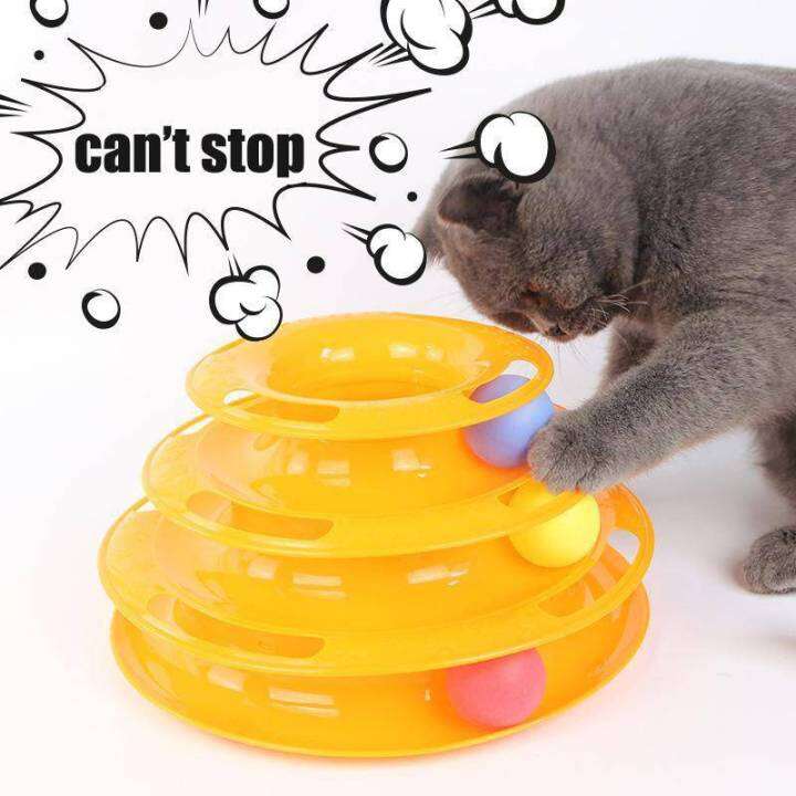 ของเล่นแมว-รางบอลทาวเวอร์-3-ชั้น-สีส้ม-รางบอลแมว-plastic-three-levels-tower-tracks-cat-toy-คอนโดแมว-คอนโดแมว-อาหารแมว-ชุดแมว-ขนาด-25-14-16-cm