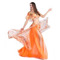 hot【DT】 Belly Dancing Top Skirt Set Costumes Printed Crop Practice Outfits -ZH8809